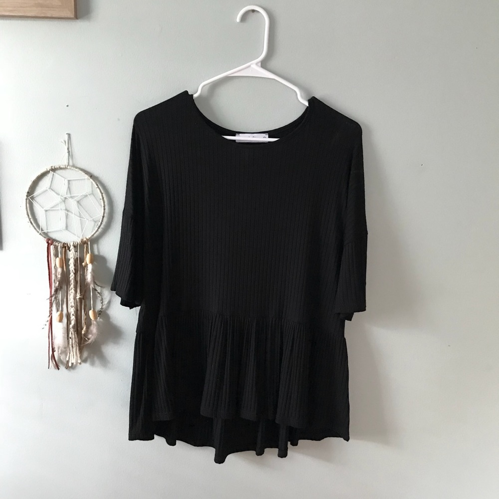Ashley LeMieux Ribbed Peplum Top